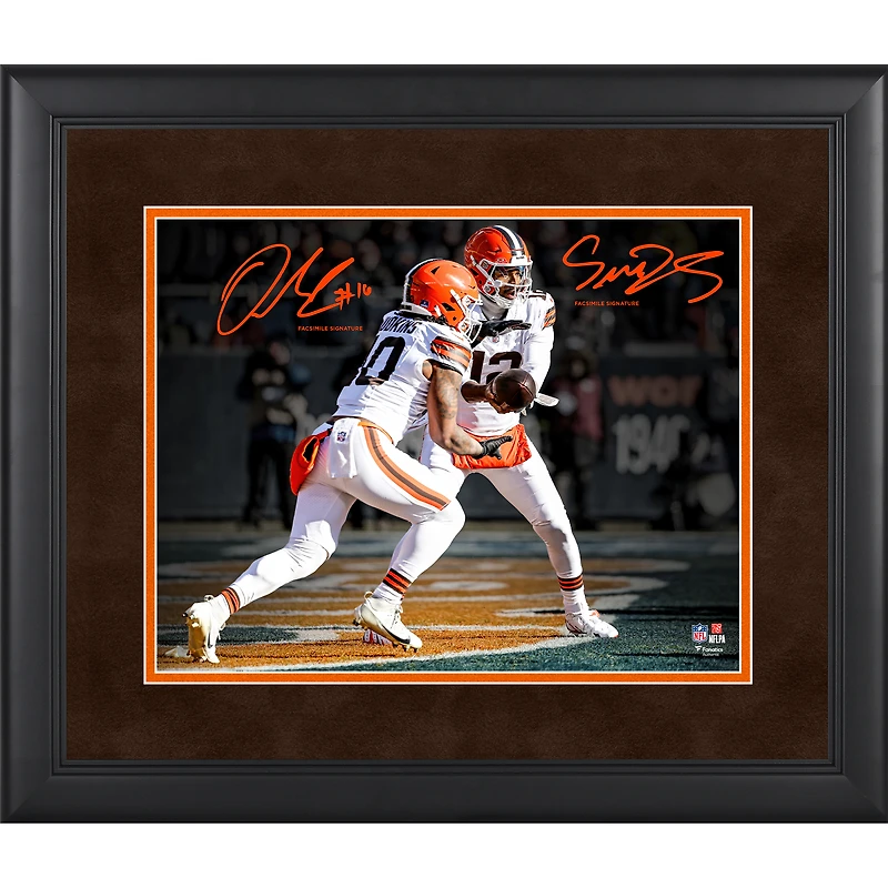 Shedeur Sanders & Quinshon Judkins Cleveland Browns Facsimile Signature Framed 11" x 14" Spotlight Photograph