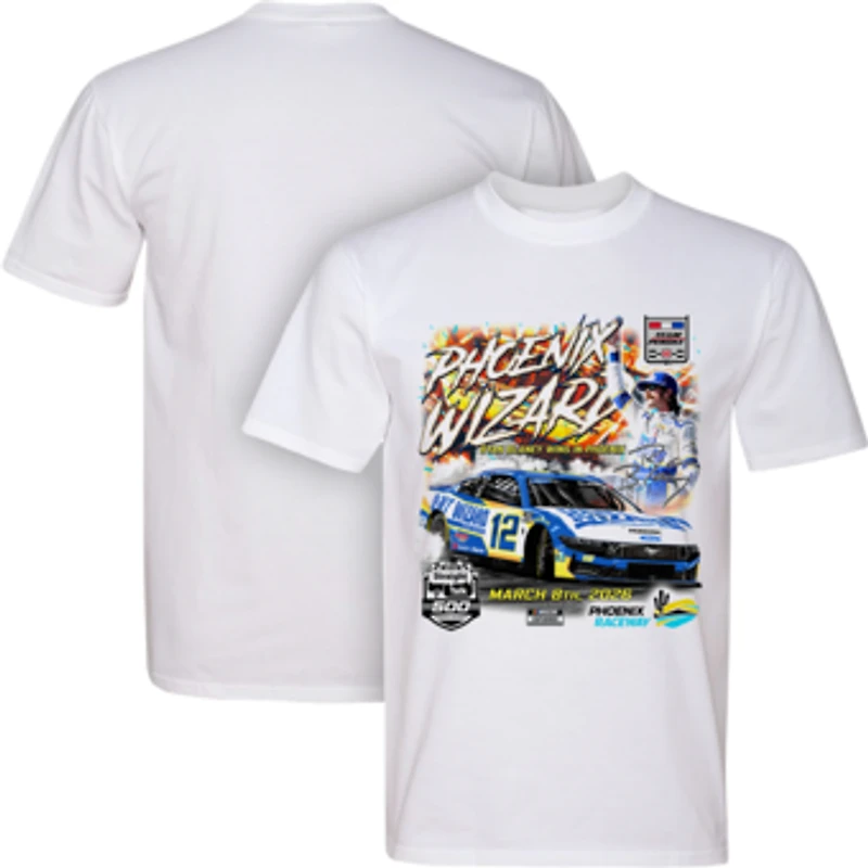 Men's Team Penske White Ryan Blaney 2026 Straight Talk Wireless 500 Winner T-Shirt