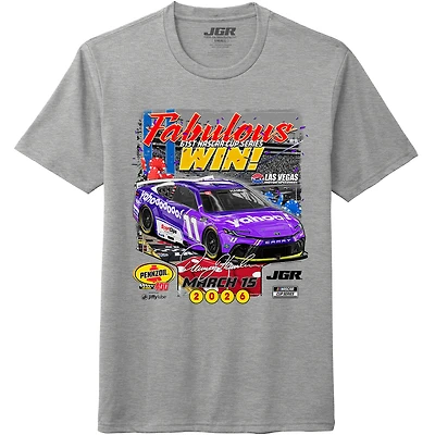 Men's Joe Gibbs Racing Team Collection Heather Gray Denny Hamlin 2026 Pennzoil 400 Winner T-Shirt
