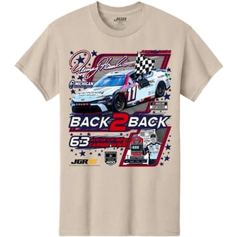 Men's Classic Ink Cream Denny Hamlin 2026 FireKeepers Casino 400 Race Winner T-Shirt
