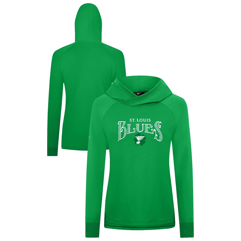 Women's Levelwear Kelly Green St. Louis Blues St. Patrick's Day Slender Raglan Hoodie