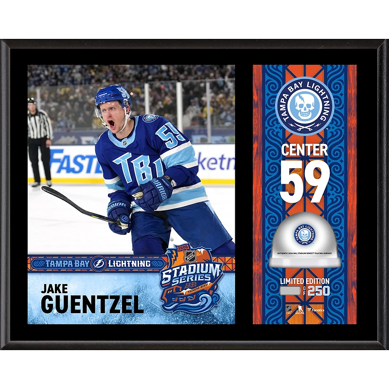 Jake Guentzel Tampa Bay Lightning 2026 NHL Stadium Series 12" x 15" Sublimated Plaque with Game-Used Ice - Limited Edition of 250