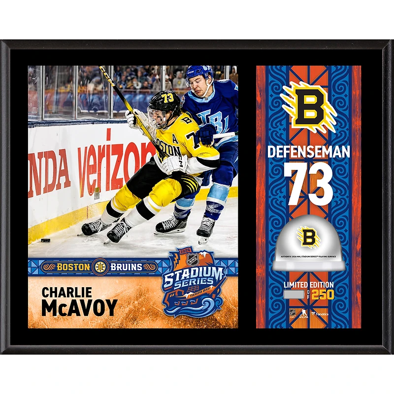 Charlie McAvoy Boston Bruins 2026 NHL Stadium Series 12" x 15" Sublimated Plaque with Game-Used Ice - Limited Edition of 250