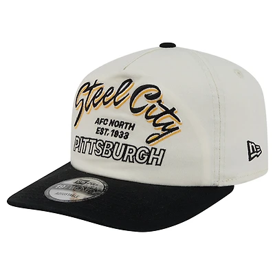 Men's New Era Cream Pittsburgh Steelers Script 19TWENTY Adjustable Hat