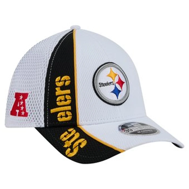Men's New Era White/Black Pittsburgh Steelers Dash 39THIRTY Flex Hat