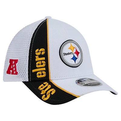 Men's New Era White/Black Pittsburgh Steelers Dash 39THIRTY Flex Hat