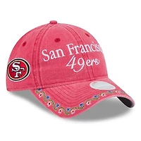 Women's New Era Scarlet San Francisco 49ers Washed Floral 9TWENTY Adjustable Hat