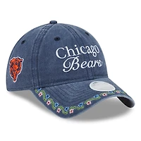 Women's New Era Navy Chicago Bears Washed Floral 9TWENTY Adjustable Hat