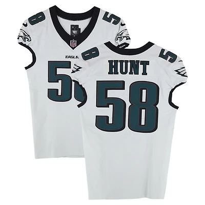 Jalyx Hunt Philadelphia Eagles Game-Used #58 White Nike Jersey from Multiple Games During the 2024 NFL Preseason
