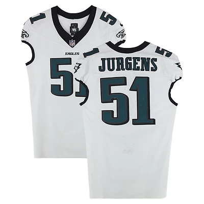 Cam Jurgens Philadelphia Eagles Game-Used #51 White Nike Jersey vs. Baltimore Ravens on December 1, 2024