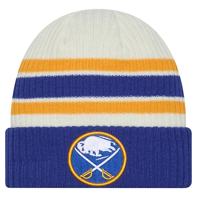 Men's New Era  Cream/Royal Buffalo Sabres Vintage Cuffed Knit Hat