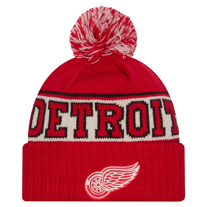 Men's New Era  Red Detroit Red Wings Retro Cuffed Knit Hat with Pom