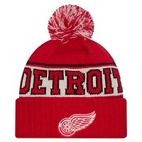 Men's New Era  Red Detroit Red Wings Retro Cuffed Knit Hat with Pom