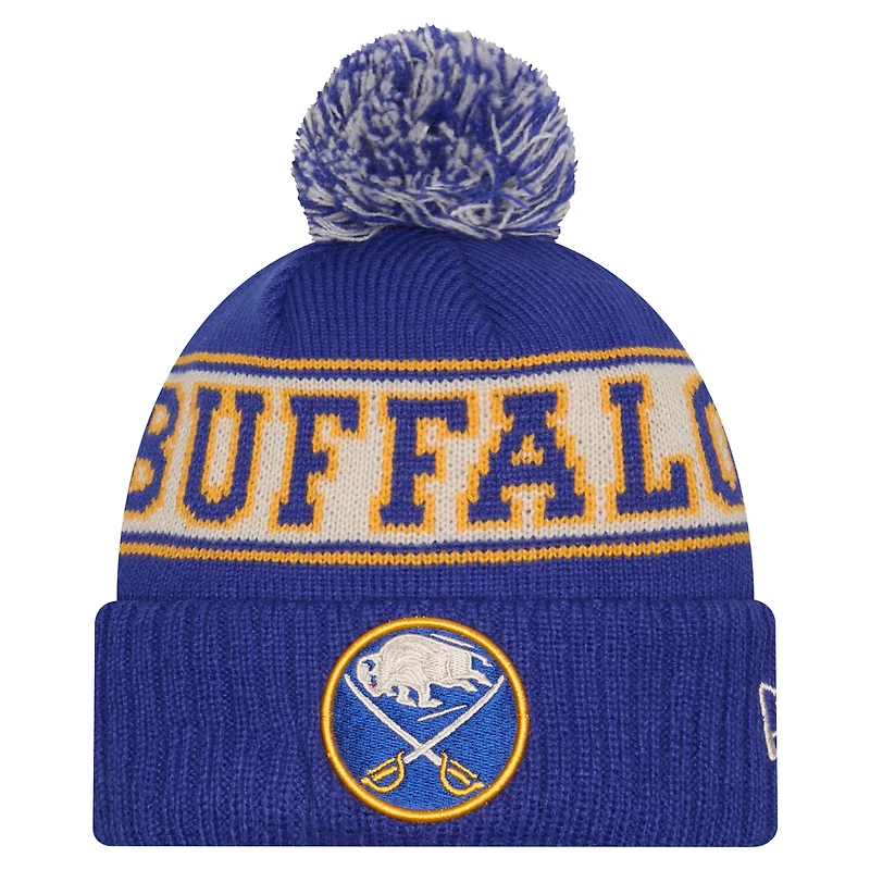 Men's New Era  Royal Buffalo Sabres Retro Cuffed Knit Hat with Pom