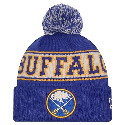 Men's New Era  Royal Buffalo Sabres Retro Cuffed Knit Hat with Pom