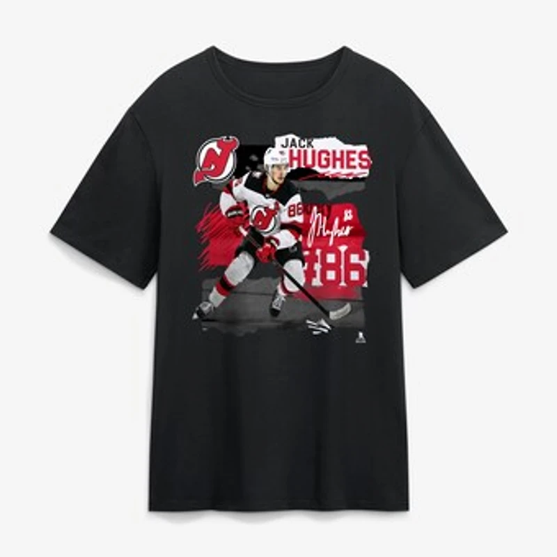 Men's Jack Hughes Black New Jersey Devils Fresh Ice T-Shirt