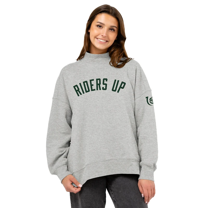 Women's Heather Gray Kentucky Derby Riders Up Diana Mock Neck Sweatshirt
