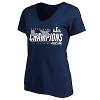 Women's Fanatics  College Navy Seattle Seahawks Super Bowl LX Champions Plus Size Iconic Victory V-Neck T-Shirt