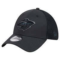 Men's New Era  Black Minnesota Wild Blackout 39THIRTY Flex Fit Hat