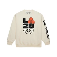 Men's Mitchell & Ness Cream LA28 x NBA All-Star Game Fleece Crewneck Sweatshirt