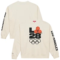 Women's Mitchell & Ness Cream LA28 x NBA All-Star Game Fleece Crewneck Sweatshirt