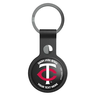 Keyscaper Minnesota Twins Personalized Black Leatherette AirTag Holder