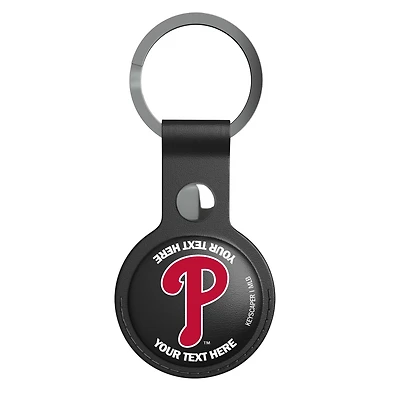Keyscaper Philadelphia Phillies Personalized Black Leatherette AirTag Holder