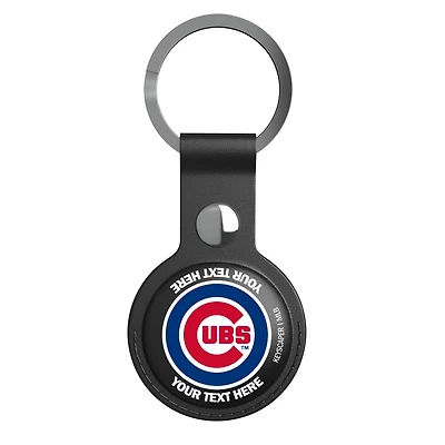Keyscaper Chicago Cubs Personalized Black Leatherette AirTag Holder