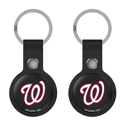 Keyscaper Washington Nationals Black Leatherette AirTag Holder 2-Pack