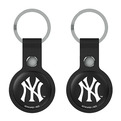 Keyscaper New York Yankees Black Leatherette AirTag Holder 2-Pack
