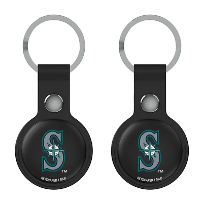 Keyscaper Seattle Mariners Black Leatherette AirTag Holder 2-Pack