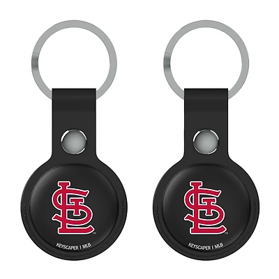 Keyscaper St. Louis Cardinals Black Leatherette AirTag Holder 2-Pack
