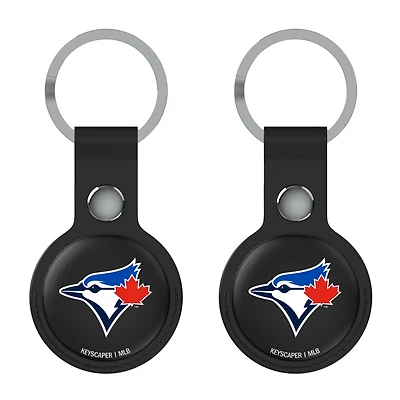 Keyscaper Toronto Blue Jays Black Leatherette AirTag Holder 2-Pack