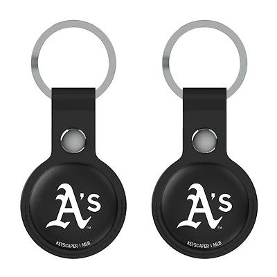 Keyscaper Athletics Black Leatherette AirTag Holder 2-Pack