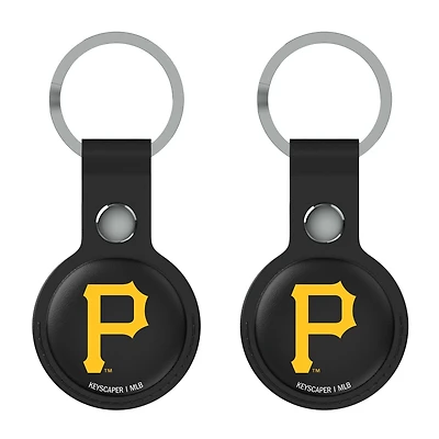 Keyscaper Pittsburgh Pirates Black Leatherette AirTag Holder 2-Pack