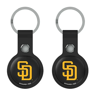 Keyscaper San Diego Padres Black Leatherette AirTag Holder 2-Pack