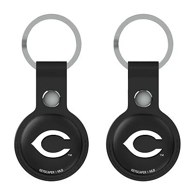 Keyscaper Cincinnati Reds Black Leatherette AirTag Holder 2-Pack
