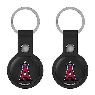 Keyscaper Los Angeles Angels Black Leatherette AirTag Holder 2-Pack