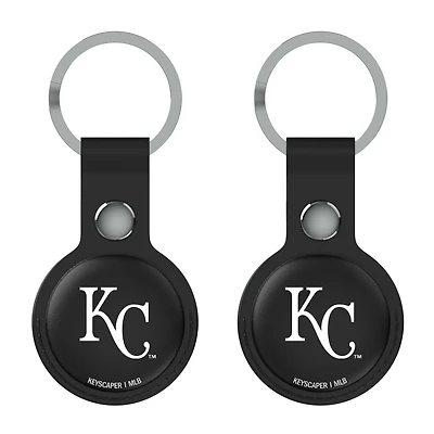 Keyscaper Kansas City Royals Black Leatherette AirTag Holder 2-Pack