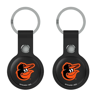 Keyscaper Baltimore Orioles Black Leatherette AirTag Holder 2-Pack
