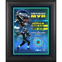Kenneth Walker III Seattle Seahawks Facsimile Signature Super Bowl LX Champions Framed 13" x 16" MVP Collage with a Piece of Game-Used Football - Limited Edition of 500
