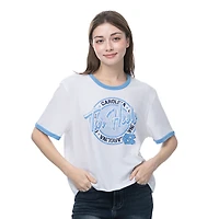 Women's ZooZatz  White North Carolina Tar Heels Retro Ringer Tri-Blend T-Shirt
