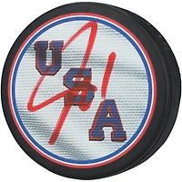 Jeremy Swayman Team USA Autographed 2026 Winter Olympics Hockey Puck