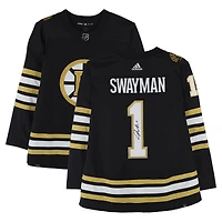 Jeremy Swayman Boston Bruins Autographed 100th Anniversary Black adidas Jersey