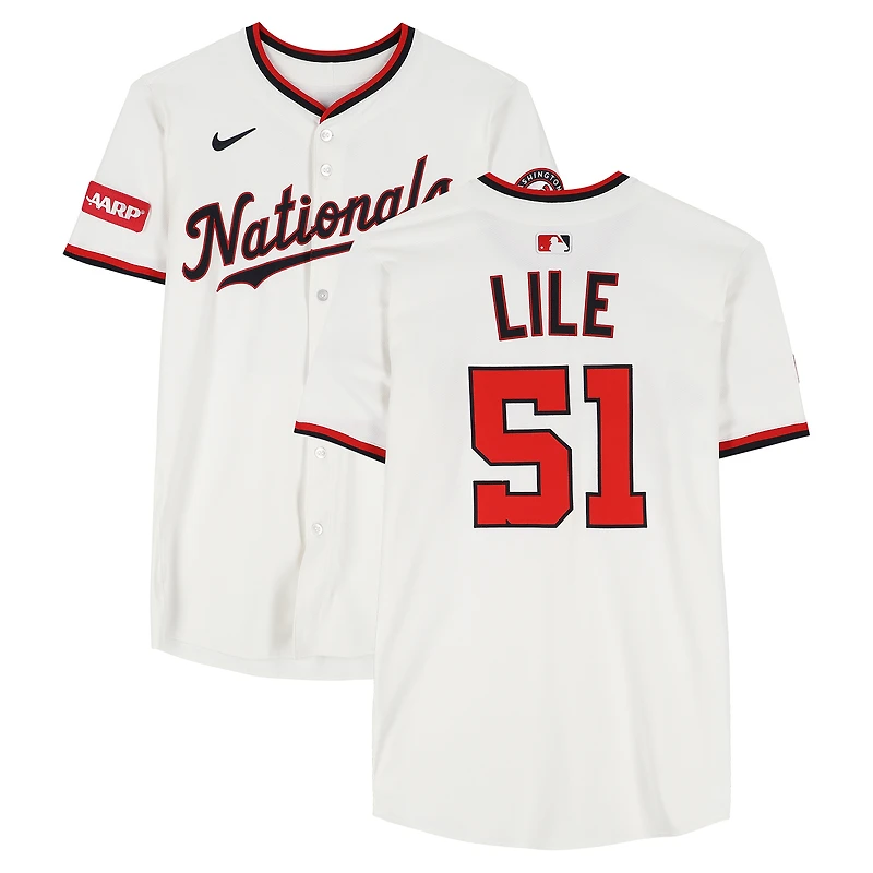 Daylen Lile Washington Nationals Player-Issued #51 White Nike Jersey from the 2025 MLB Season