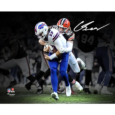 Carson Schwesinger Cleveland Browns Autographed 8" x 10" Sacking Josh Allen Photograph