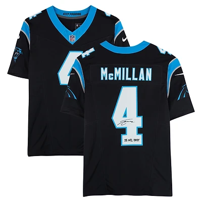 Tetairoa McMillan Carolina Panthers Autographed Black Nike Vapor F.U.S.E. Limited Jersey with "25 NFL OROY" Inscription
