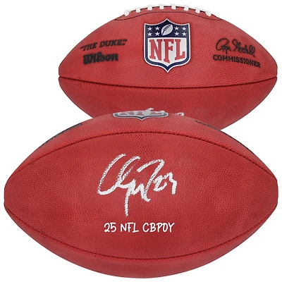 Christian McCaffrey San Francisco 49ers Autographed Duke Full Color Football with "25 NFL CBPOY" Inscription
