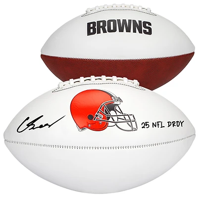 Carson Schwesinger Cleveland Browns Autographed Franklin White Panel Football with "25 NFL DROY" Inscription