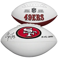 Christian McCaffrey San Francisco 49ers Autographed Wilson White Panel Football with "25 NFL CBPOY" Inscription